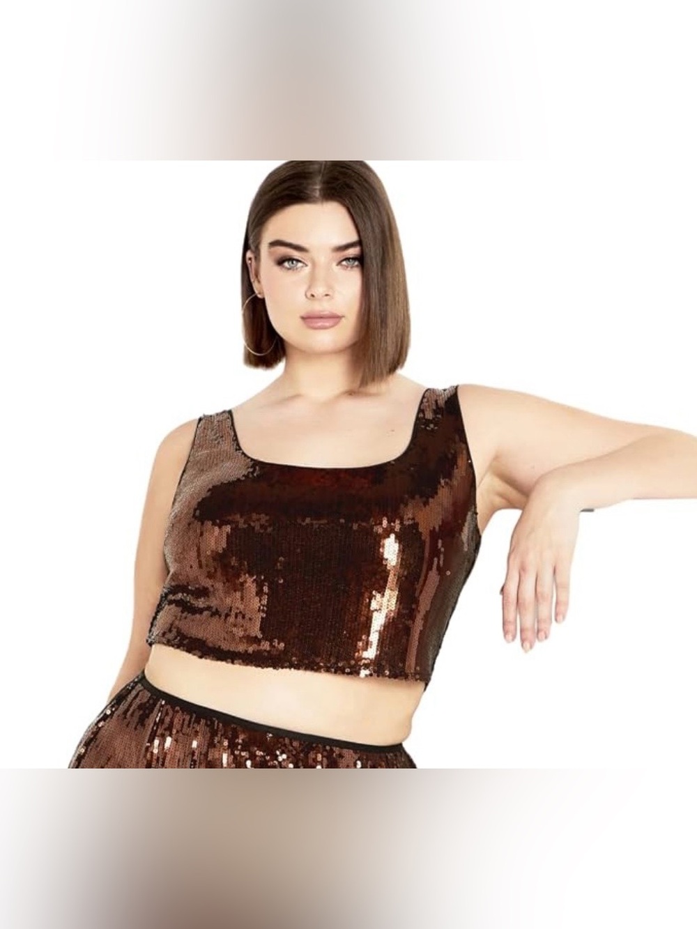 City Chic Tank Top  Women's M 18 Cami Razzle Dazzle copper-toned Sequined
